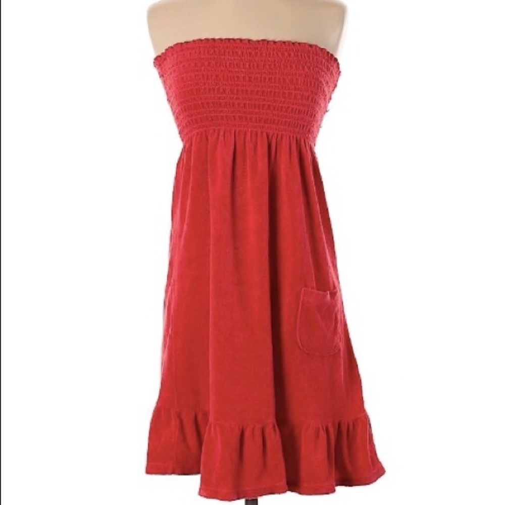 Juicy Couture Orange/Red Strapless Smocked ☀️dress